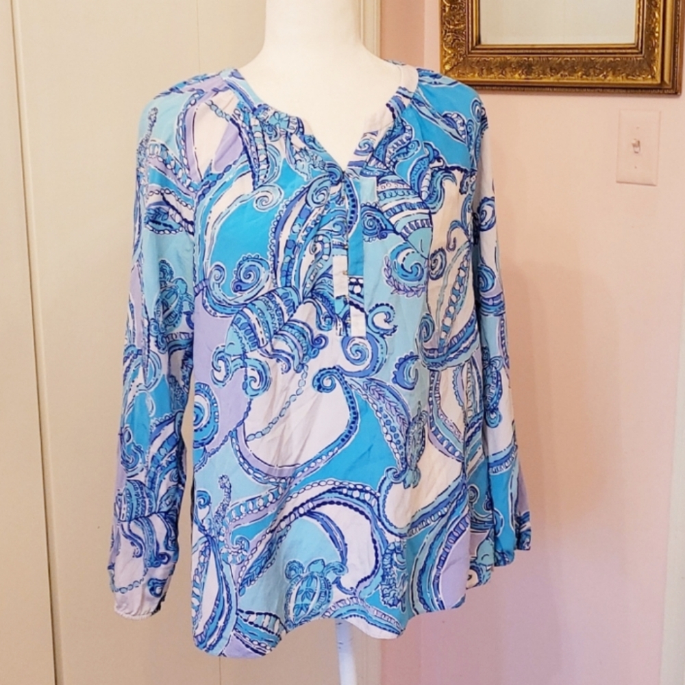 LILLY PULITZER silk blue blouse